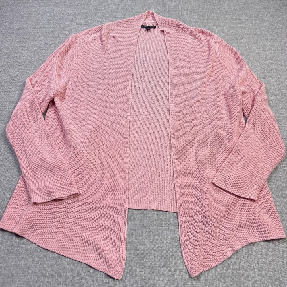 Eileen Fisher Cardigan Sweater Womens 1X Pink Open-Knit Lightweight Cotton Silk